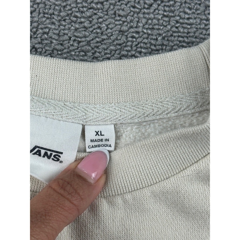 Vans Sweatshirt Women XL Beige Tie-Dye Logo Box Cotton Blend Streetwear Skater - Picture 4 of 11